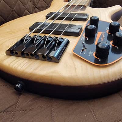 Cort B4ELEMENTOPN Mahogany Body Ash Top 5pcs Walnut & Panga Panga 4-String Electric Bass Guitar w/Hard Case image 13