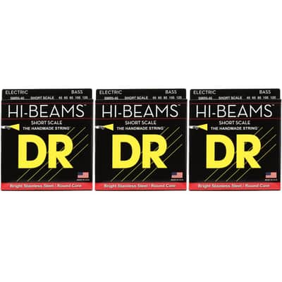 DR Strings SMR5-45 Hi-Beam Short Scale Bass Guitar Strings - .045-.125 Medium 5-string (3-Pack) image 1