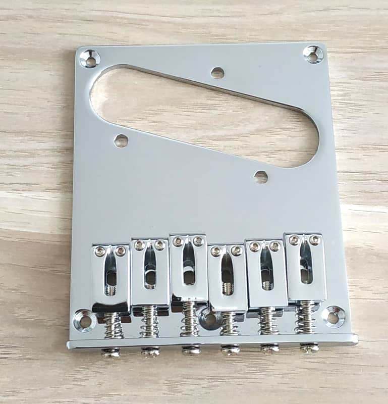 Chrome bridge-tailpiece for Telecaster, 6 zinc saddles image 1