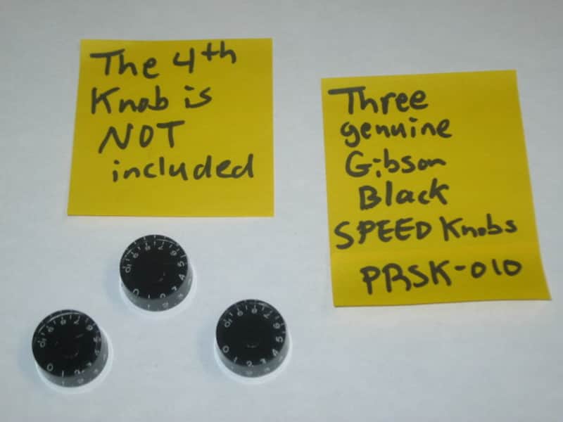 THREE lightly used genuine Gibson BLACK SPEED KNOBS (ONLY 3 of the 4 knobs from PRSK-010 set are for sale) from 2005 (see comparison pictures # 4,  # 5, and # 6 of bottom side) image 1