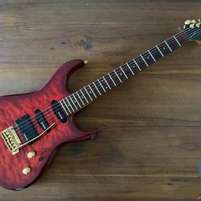Fernandes HSS Super Strat, Quilted Red Burst, MIJ, 1990s image 3