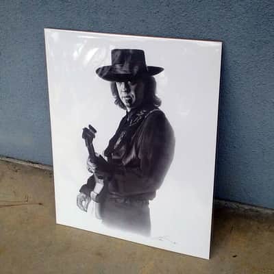 Stevie Ray Vaughan Poster Pencil Sketch 1990 Fender Stratocaster Guitar SRV Texas Flood Rock N Roll image 1