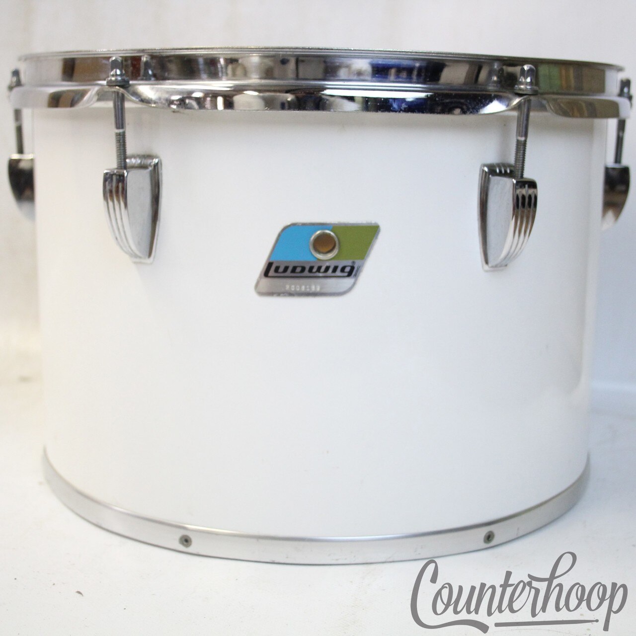 Ludwig 13x9"White Cortex Concert Tom Drum Vintage 80s Blue/Olive 6Ply Maple USA — main photograph