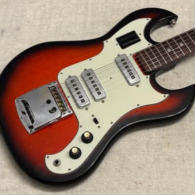 1960’s Lyle 26.5” Scale Baritone Electric Guitar Redburst MIJ Japan Conrad Burns Style RARE Model image 1