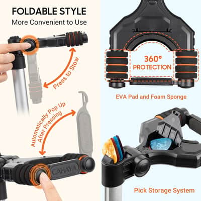 Guitar Stand Floor for Acoustic Electric Guitars and Bass Adjustable Height Folding Guitar Stand Lightweight Travel Instrument Holder image 2