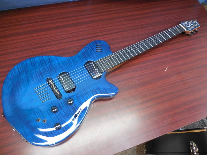 Godin LGX-SA with AAA Flame Maple Top 2010s - Trans Blue Flame image 1