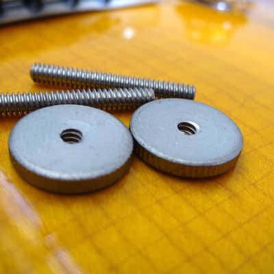 Gibson AGED soft brass 50 thumbwheels + posts for vintage ABR-1 bridge Les Paul Royal Mount 2026 - Nickel image 7