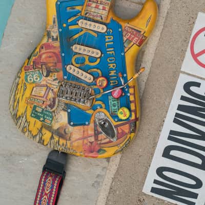 The Calicaster: Custom Vintage California License Plate, 1950s Style Aged Yellow Collage image 7