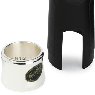JodyJazz HRB1S Power Ring Ligature with Cap for Hard Rubber Baritone Saxophone Mouthpiece - Silver image 1