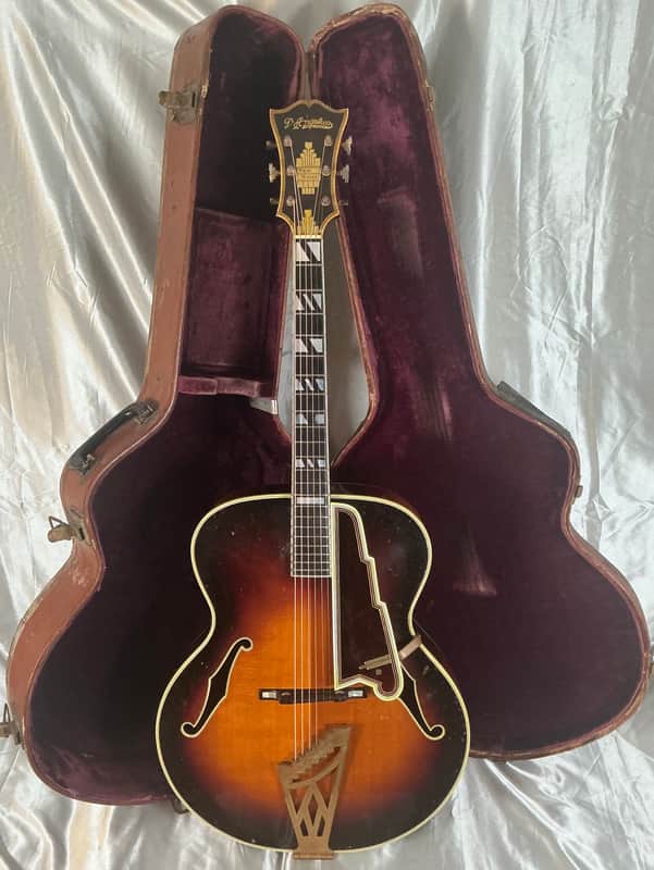 1953 D’Angelico New Yorker Archtop Acoustic Hollowbody Non-Cutaway Guitar Original Sunburst Finish w/Original Hard Shell Case image 1