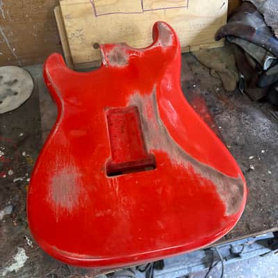 Fiesta Red Heavy Relic Stratocaster body, Nitro paint, made in Italy image 7