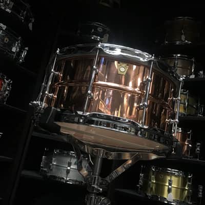 Ludwig USA Drums LC662T Polished Copper Phonic 6.5×14 Snare Drum w/ Tube Lugs image 7