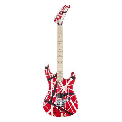 Used EVH Striped Series 5150 Electric Guitar - Red, Black and White Stripes image 2