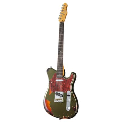 Fame Custom TL RW Worn Olive over Sunburst - Electric Guitar image 10