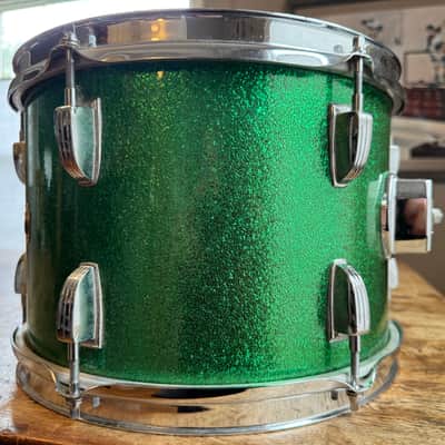 Exc Mid 60s Ludwig No. 942 Classic 8x12" Rack Tom with Keystone Badge in Green Sparkle image 6