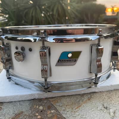RARE Ludwig 10 LUG Vistalite Snare Drum White Opaque Acrylic 5x14 image 1
