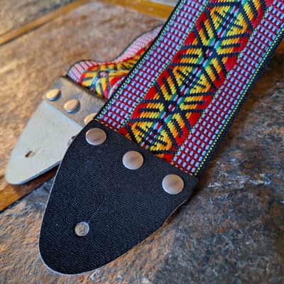 Vintage folk acoustic guitar strap rainbow 2.5" hippie '70s image 4