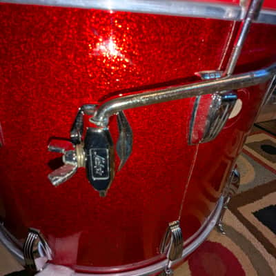 Ludwig  Super Classic Red Sparkle Bass Drum 22x14 60s image 17