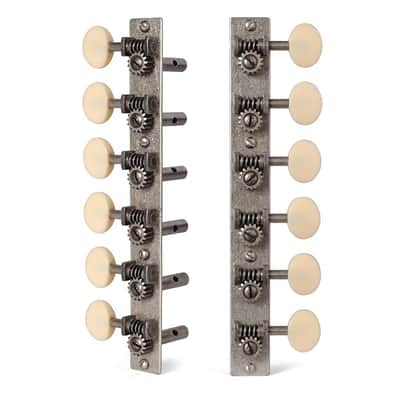 Golden Age Restoration Tuners for 12-String Slotted Peghead Guitar, Relic nickel with cream knobs image 1