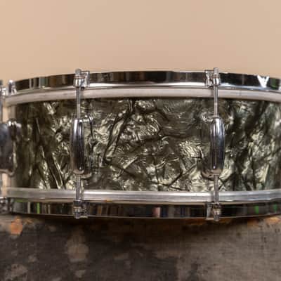 1950s Slingerland 5x14 Student Model Black Diamond Pearl Snare Drum image 4