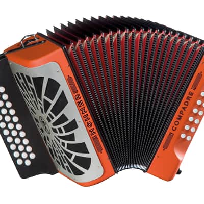 Hohner Compadre FBbEb 3-Row Diatonic Accordion - Orange w/ Hard Case image 2