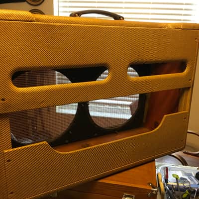 Fender Repro Tweed Twin big-box high power empty cab 1958-60 Tweed image 5