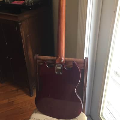 Global 495 B Bass Guitar (SG EB3 Short Scale) 1970's Aged Cherry image 6