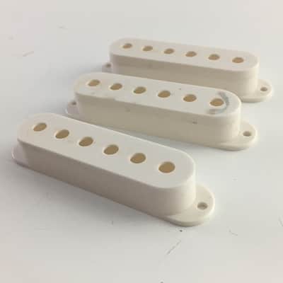 3 Genuine Fender Squier Vintage Strat Pickup Covers Electric Relic Aged White image 4