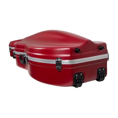 Crossrock 3/4 and 4/4 Size Cello Case | ABS Molded Hardshell with Wheels, Accessory Pocket, 2 Bow Holders, Security Lock, and Detachable Straps-Red image 4