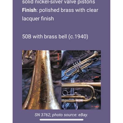 Reynolds 50B Bb Trumpet (rare)(1946) (ML bore) SN 8280 (professional) image 5