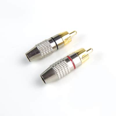 2x RCA Phone Plug Audio Video Cable Male Connector, Chrome Plated (Red & Black) image 2
