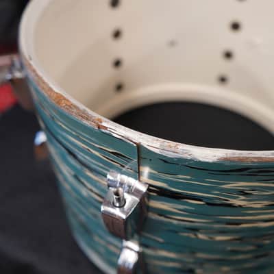 Vintage 1960s Ludwig USA 13" Maple Tom w/ Rings - Bowling Ball Blue Oyster Pearl | 9x13" image 7