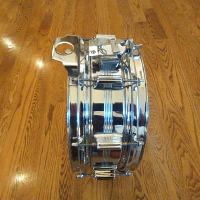 Rogers Vintage Dynasonic chrome over brass snare drum 1970s with snare rail - excellent image 6