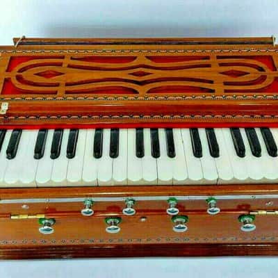Handmade Bombay Harmonium Chudidar Double Bellow 39 Key Two Reed 8 Stopper Style Best image 1