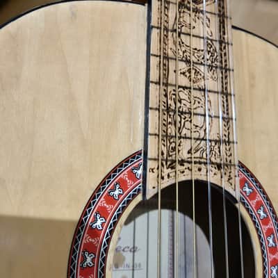 Fretless 3/4 Sized Classical Guitar with Pyrography Neck image 7