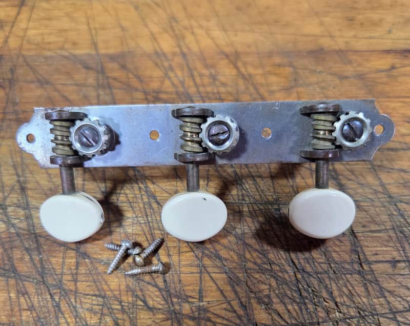 Vintage 1950's 60's Waverly  3x3 On a Plate Open Back Treble Side Guitar Tuner Original Installation Screws Luthier Parts #7 image 1