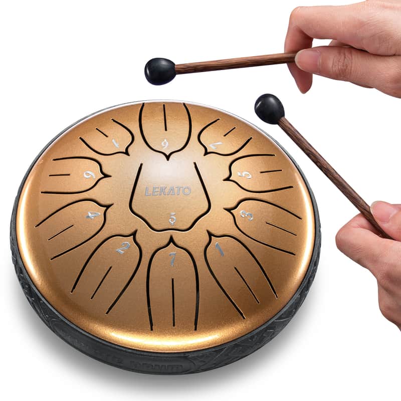 LEKATO 6 Inch 11 Notes Steel Drum D Major Beginner Hanpan Drum Percussion for Meditation Yoga Musical Education Christmas Gifts Champagne Gold imagen 1