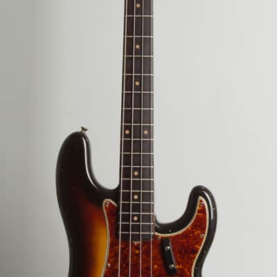 Fender Precision Bass Solid Body Electric Bass Guitar (1961), ser. #61838, original brown tolex hard shell case. image 8