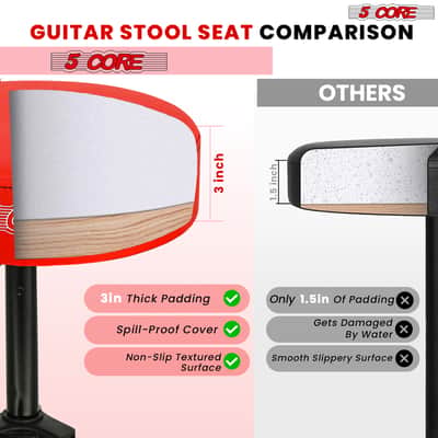 5 Core Drum Throne 3" Padded Seat Adjustable Drumming Chair for Practice and Performance image 10