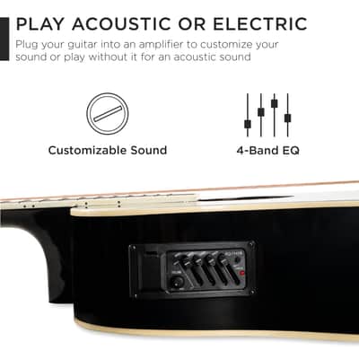 Best Choice Products 41in Beginner Acoustic Electric Cutaway Guitar Set w/ Case, Strap-Blue image 4