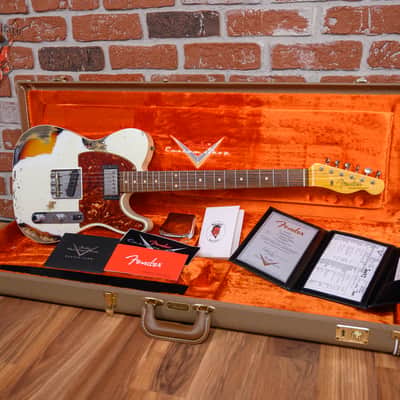 Fender Custom Shop 2020 Winter NAMM Ltd 60 Telecaster Custom Aged Olympic White Over 3-Color Sunburst Heavy Relic 2020 w/OHSC image 2