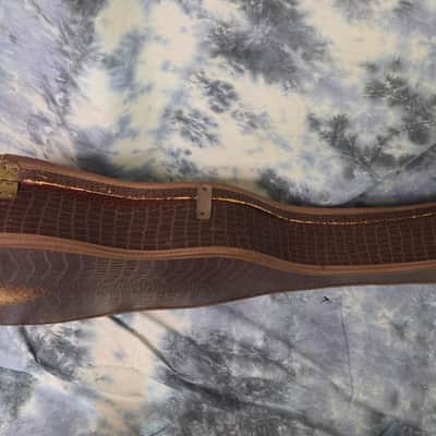 Vintage RARE 1958 to 1962 Gibson Brown Faux Alligator Burgandy Interior ES 335 330 Soft Shell Electric Guitar Case image 8