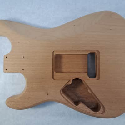 Unfinished One Piece Mahogany Hxx guitar body - fits Fender Strat Stratocaster neck  - Floyd Rose J2352 image 4