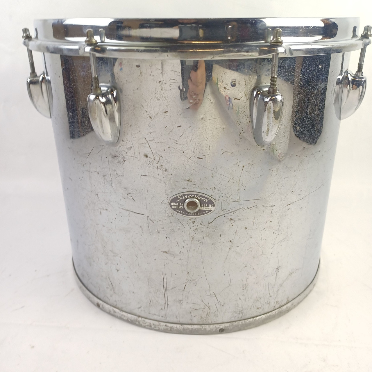 Slingerland 12x14" 3Ply Chrome Over Wood Concert Tom Drum 70s Marching Quad COW — main photograph