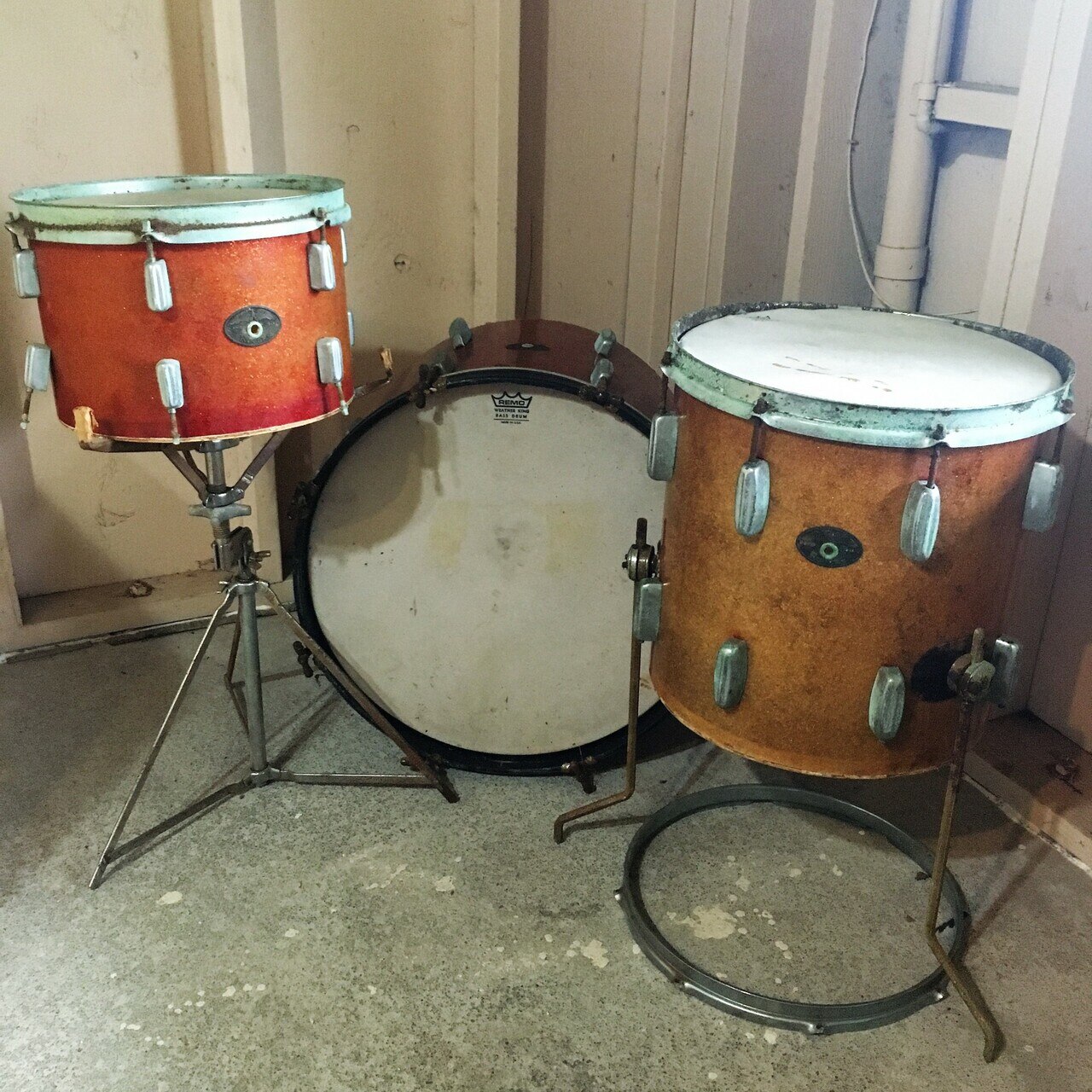 Rogers 20,12,14 Louie Bellson Citation Red Sparkle Drum Set Cleveland Eagle Badg — main photograph