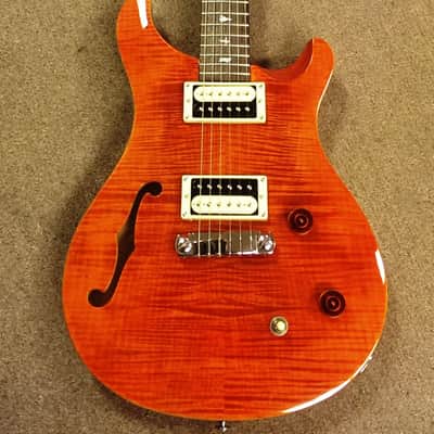 PRS SE Custom 22 Semi-Hollow Electric Guitar, Chambered, Flamed Orange, Dlx Gig Bag image 2