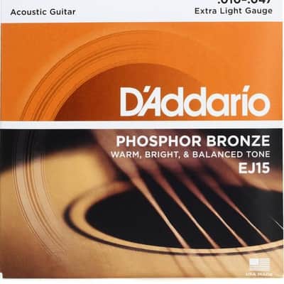 D'Addario EJ15 Phosphor Bronze Extra Light Acoustic Strings Single-Pack image 1