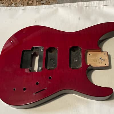 2000's Japan Jackson DX10DFS Transparent Red Flame Guitar Body Floyd Ready image 2