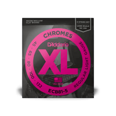 D'Addario ECB81-5 Flat Wound Light Long Scale 5-String Bass Guitar Strings image 1