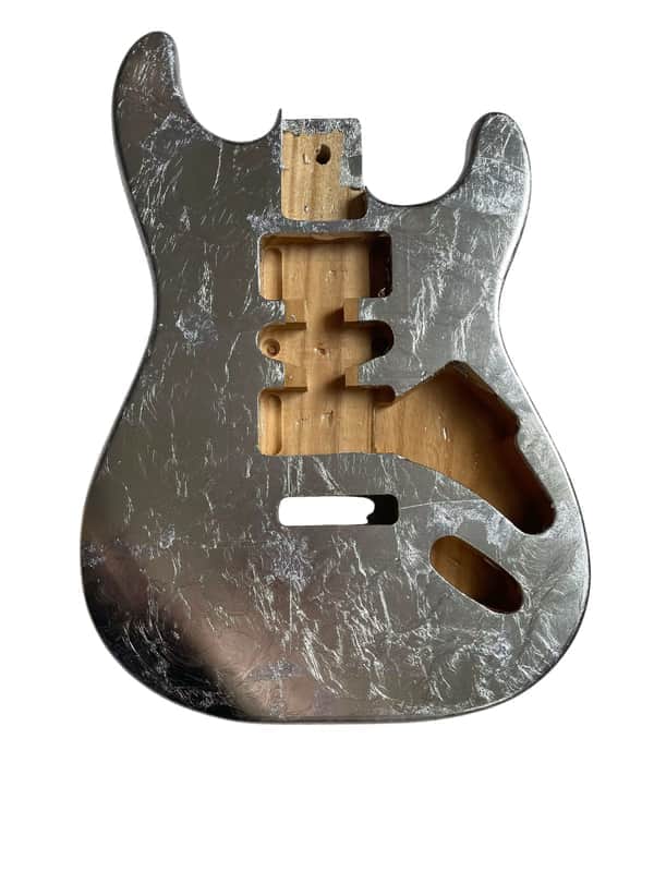 Silver Foil Finish Guitar Strat Style Paulownia Body image 1